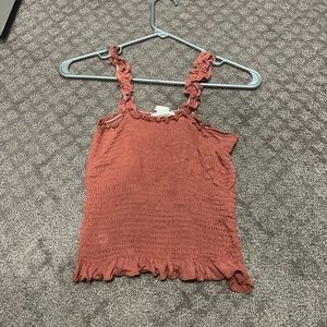 Ruched ruffle stretch tank top